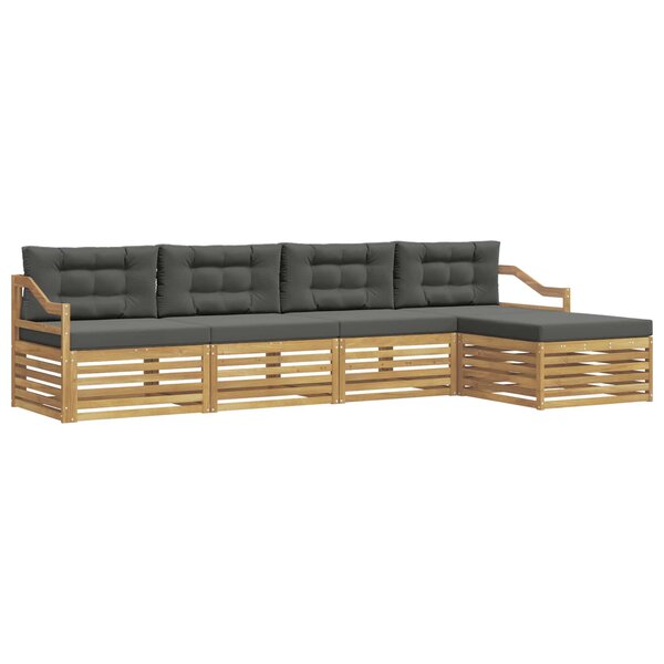 vidaXL Ensemble de canapés d'extérieur 5 Pièces Blanc et anthracite