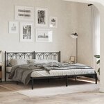 vidaXL Cadre de lit métal sans matelas avec tête de lit noir 200x200cm