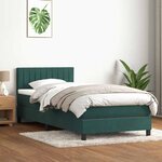 vidaXL Sommier à lattes de lit et matelas et LED vert foncé 80x220 cm velours