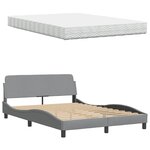 vidaXL Lit avec matelas Hanko gris clair 140x200 cm tissu