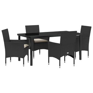 vidaXL Ensemble de salle à manger pour jardin 5 Pièces Noir polyrotin
