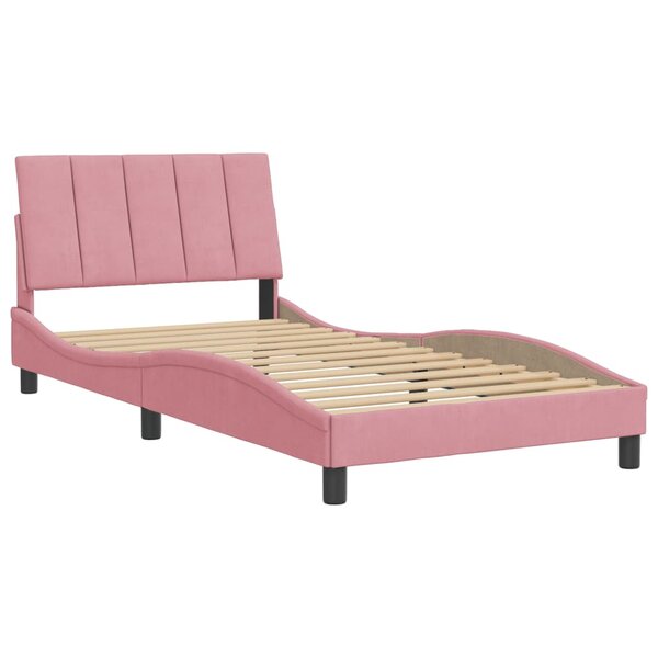 vidaXL Cadre de lit avec tête de lit Rose 100x200 cm Velours