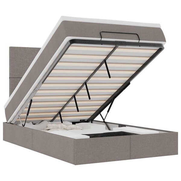 vidaXL Cadre de lit ottoman avec matelas taupe 120x200 cm tissu