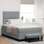 vidaXL Lit à ressorts avec matelas et banc gris clair 120x190 cm en tissu