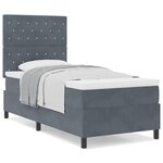 Lit Box Spring vidaXL avec Matelas Gris Foncé 90x200 cm Velours