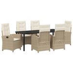 vidaXL Ensemble de salle à manger pour jardin 7 pc Beige polyrotin