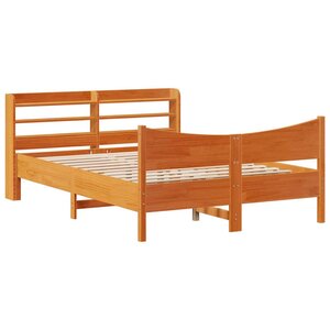 vidaXL Cadre de lit avec tête de lit cire marron 120x190cm bois de pin
