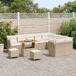 vidaXL Ensemble de canapé de jardin 12 Pièces Beige polyrotin