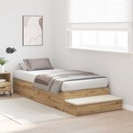 vidaXL Cadre de lit avec rangement avec tiroir Chêne artisanal 90 cm