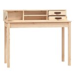 Bureau table poste de travail meuble d'ordinateur informatique étude 110 x 50 x 93 cm bois massif de pin brun 02_0023370