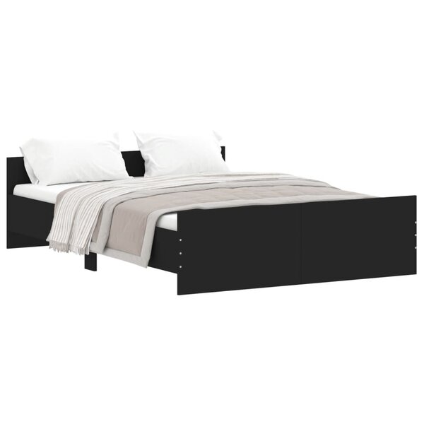 vidaXL Cadre de lit avec tête de lit/pied de lit noir 135x190 cm