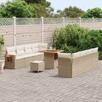 vidaXL Ensemble de canapé de jardin 11 Pièces Beige polyrotin
