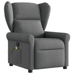 vidaXL Fauteuil inclinable de massage en tissu gris foncé