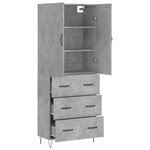 vidaXL Buffet haut Gris béton 69 5x34x180 cm Bois d'ingénierie