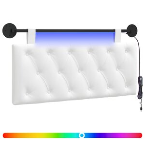 vidaXL Tête de lit suspendue Avec lumière LED Blanc Tissu