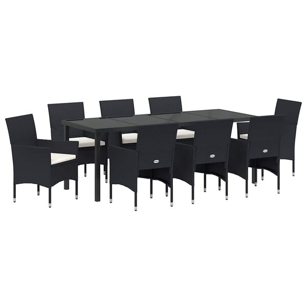 vidaXL Ensemble de salle à manger pour jardin 9 pc Noir polyrotin