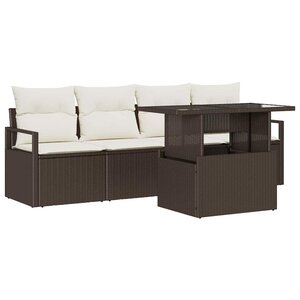 vidaXL Ensemble de canapé de jardin 5 Pièces Marron Poly rotin