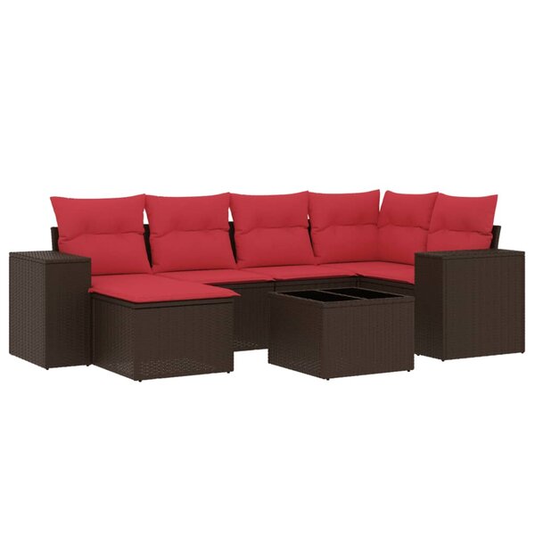 vidaXL Salon de jardin avec coussins 7 Pièces marron résine tressée