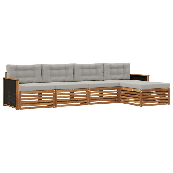 vidaXL Ensemble de canapés d'extérieur 5 Pièces Naturel et gris clair