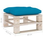 vidaXL Repose-pied palette de jardin avec coussin bleu bois de pin