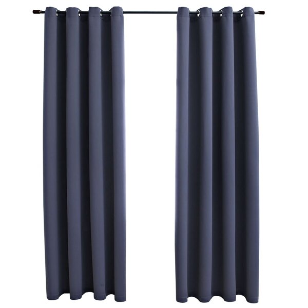 vidaXL Rideaux occultants avec anneaux Métal 2Pièces Anthracite 140x245cm