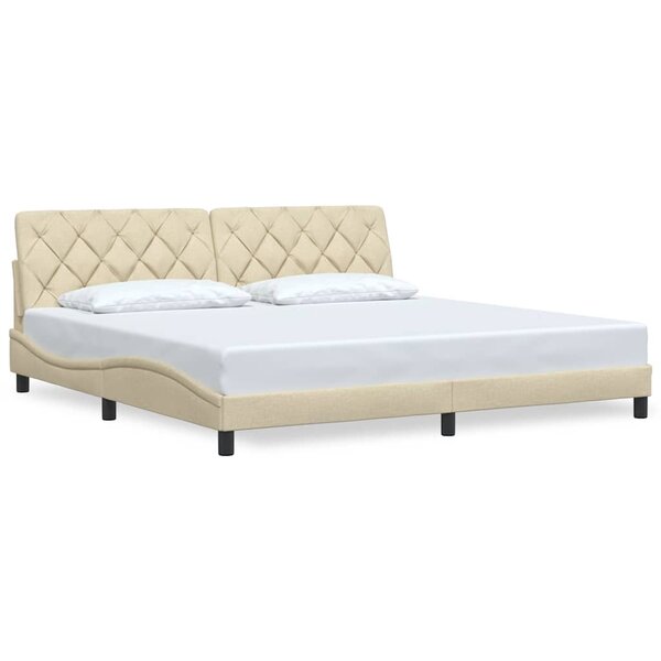 vidaXL Cadre de lit sans matelas crème 200x200 cm tissu