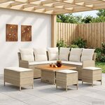 vidaXL Ensembles de meubles 7 Pièces Beige et crème Rotin PE