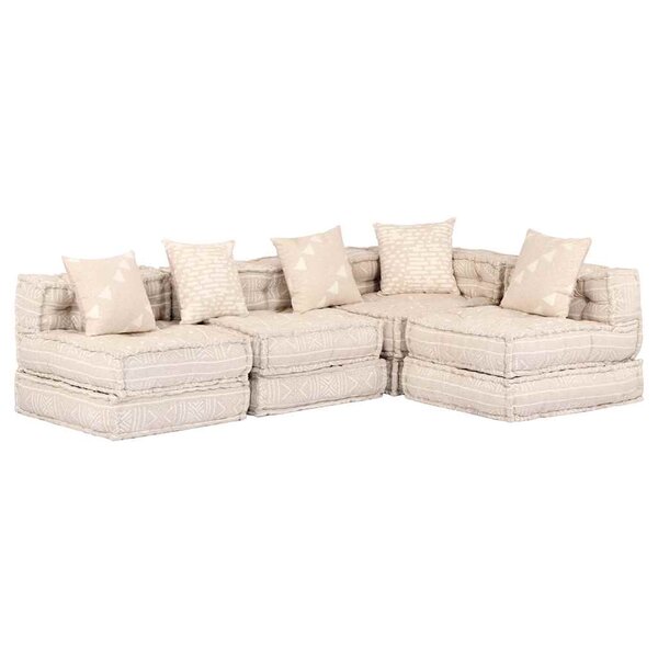 vidaXL Pouf modulaire à 4 places Beige Tissu