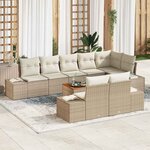 vidaXL Ensemble de canapé de jardin 9 Pièces Beige  blanc