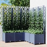 vidaXL Jardinière avec treillis bleu gris 120x120x136 cm PP