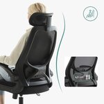 Fauteuil de bureau chaise ergonomique siège pivotant accoudoirs et appui-tête réglables en tissu respirant hauteur réglable noir 12_0005874