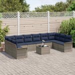 vidaXL Ensemble de canapé de jardin avec coussin 11 Pièces Gris polyrotin