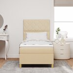 vidaXL Lit à ressorts avec Matelas & LED Crème 90x200 cm Tissu