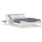 vidaXL Cadre de lit avec tables de chevet Blanc Bois massif en pin
