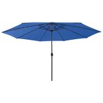 vidaXL Parasol d'extérieur avec LED et mât en métal 400 cm Bleu azuré