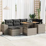 vidaXL Salon de jardin avec coussins 7 Pièces gris résine tressée