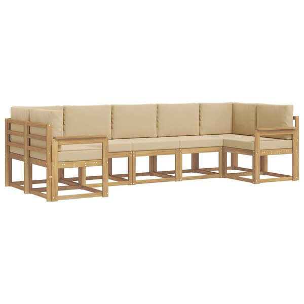 vidaXL Ensemble de canapés d'extérieur 7 Pièces Blanc et Beige