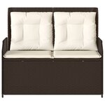 vidaXL Banc inclinable de jardin avec coussins marron résine tressée
