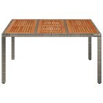 vidaXL Table de jardin dessus en bois Gris 150x90x75 cm Résine tressée
