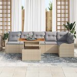 vidaXL Ensemble de canapé de jardin 7 Pièces Beige Poly rotin