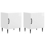 vidaXL Cabinet de chevet 2 Pièces Blanc brillant 43 x 34 5 x 50 cm