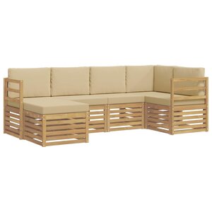 vidaXL Ensemble de canapés d'extérieur 6 Pièces Blanc et Beige Polyester