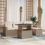 vidaXL Salon de jardin avec coussins 6 Pièces beige résine tressée