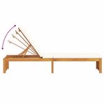vidaXL Chaise longue avec coussin 200 x 55 x 30 cm en bois d'acacia