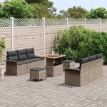 vidaXL Ensemble de canapé de jardin 9 Pièces Gris polyrotin