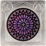 Monnaie NOTRE DAME DE PARIS Rose Window 3 Oz Argent 5$ Ascension Island 2026