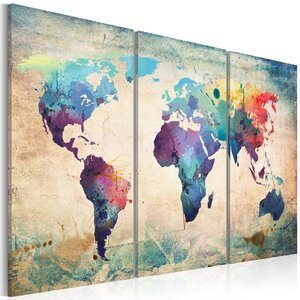 Tableau - carte en couleurs de l'arc-en-ciel - triptyque l x h en cm 60x40