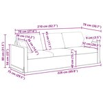 vidaXL Canapé Crème 228 x 78 x 80 cm Velours