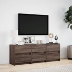 vidaXL Meuble TV avec LED chêne marron 140x34x50 cm bois d'ingénierie