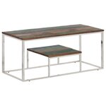 vidaXL Table basse argenté acier inoxydable/bois massif récupération